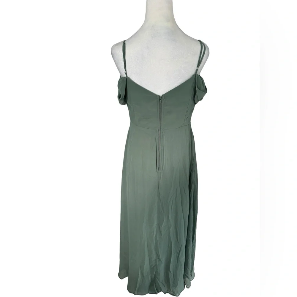 Birdy Grey Spence Chiffon Bridesmaid Dress Sage Long Sage with Pockets Medium - Picture 9 of 14